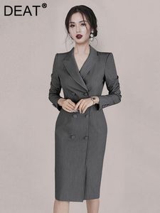 Werk jurken Deat Woman Blazer Jurk beroep kleding Dubbele knop met lange mouwen Office Lady Style Autumn Fashion 15TT165 221006