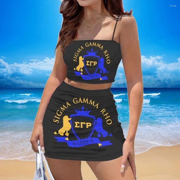 Robes de travail Doginthehole Mode Sigma Gamma Rho Design Robe courte d'été Tenues pour femmes Haut licou Sexy Jupes douces Vêtements de fête