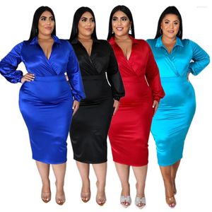 Werkjurken elegante 2 stuks set lange mouw v nek bodysuit top en magere rok herfst winter vlek kleding vrouwen 2023 l-5xl