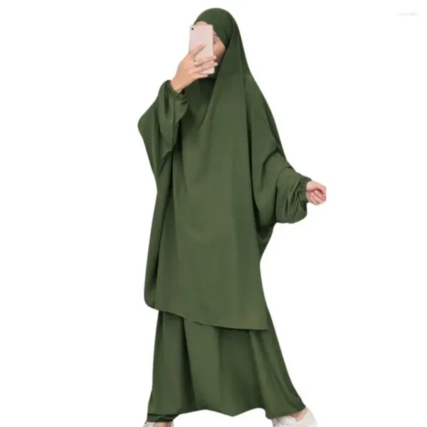 Robes de travail Style ethnique Chic, robe mi-longue fendue sur le côté, pantalon à jambes larges, ensemble deux pièces, coupe ample pour la maison