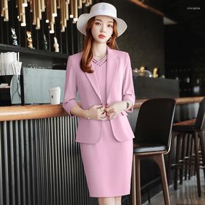 Robes de travail costumes formels Blazers Femininos pour les femmes Business Wear Ol Styles Elegant Ladies Office Office Professional Tenits Set