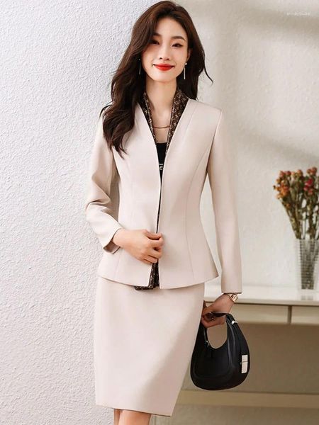 Robes de travail costumes de commerce féminins formels avec jupe et vestes enveloppez les styles professionnels des blazers fémininos tenues de carrière