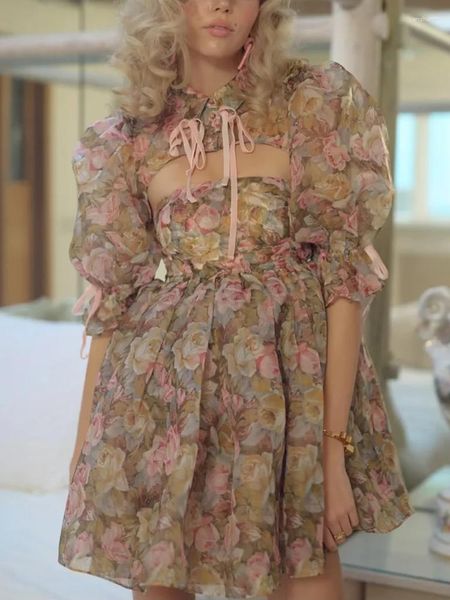 Robes de travail gypsylady floral élégant chic robe chic ensemble boho chemise sexy mini