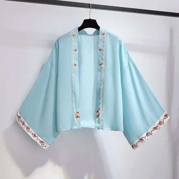 Vestidos de trabajo Hanfu Verano Vestido de mujer delgada Estilo chino Elementos Han Traje mejorado Falda Retro Damas Conjunto de dos piezas Trajes