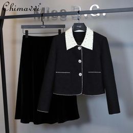 Robes de travail tenues pour femmes haut de gamme 2024 automne à contraste lourd couleurs à paillettes à manches longues veste de veste élégante