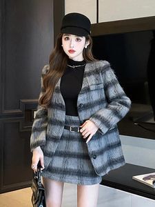 Werk Jurken Hoge Kwaliteit Franse Kleine Geur Tweedelige Set Vrouwen Jas Jas Taille Rok Past Koreaanse Mode OL 2 outfits