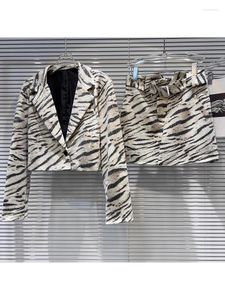 Robes de travail High Street EST 2024 Designer Runway Costume Set Set Women's Sequin Tiger à motifs de veste à motifs