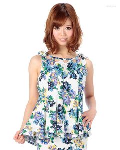 Robes de travail Japan Liz Lisa Hollow Bow Tank Top Shirt et Short Skirt Floral Printed Set