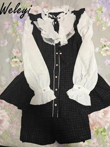 Robes de travail japonaises Jirai Kei Lolita, costume automne et hiver 2024, série Mine mignonne, produit en masse, ensemble de Style classique à lacets