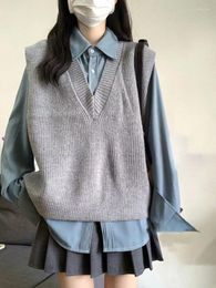 Robes de travail Japonais Preppy Style Chemises et Pull Vétérinaires Ensembles Femmes Solide À La Mode Vintage Doux Harajuku Tempérament Automne Blusas Tricots