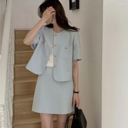 Robes de travail Fashion coréenne costume de femme petit parfum o-cou o-cou