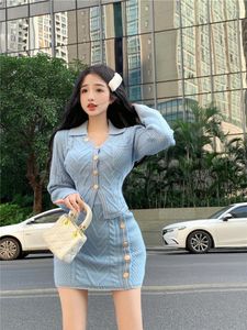Werk Jurken Korobov Y2k Kleding Twist Crop Vest Sexy Hip Wrap Rok Sets V-hals Zak Koreaanse Mode Tweedelige Womens outifits