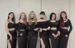 Robes de travail Kpop Korea Girl Group Femmes Sexy Split Split Long Longs Longs Bless