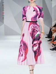 LANMREM Plooirok Sets Vrouwen Shirtmouwen Print Slanke Top Bijpassende A-lijn Rokken Vrouwelijke Mode Kleding 2024 Zomer