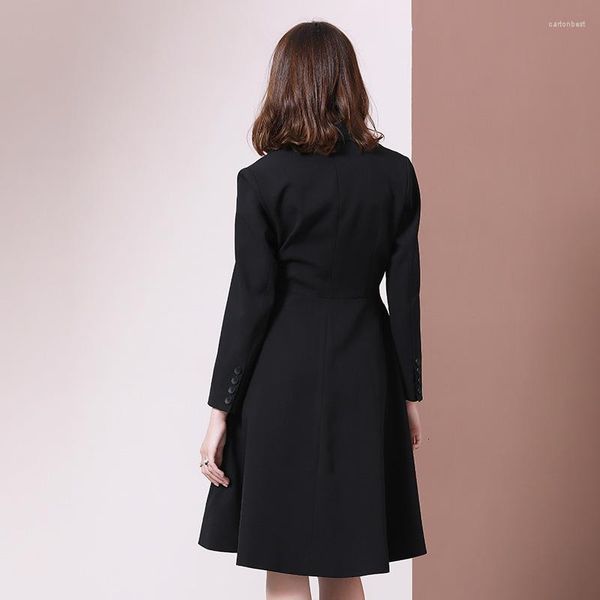 Vestidos de trabajo de manga larga elegante Blazer vestido de mujer 2022 Otoño Invierno traje chaqueta abrigo ajustado femenino negro hasta la rodilla Oficina señora