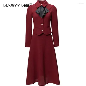 Werkjurken Maryyimei Spring herfst mode dames pak lange mouwen jasje top rokje Engeland stijl tweedelige set