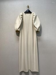 Werk jurken Neple Bubble Sleeve Korte jas lang los o nek Vestjurk Japans retro temperament