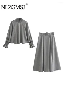 Robes de travail nlzgmsj femme boulanges jupes à plaid à plaid haute jupe plipe en ligne 2 pièces