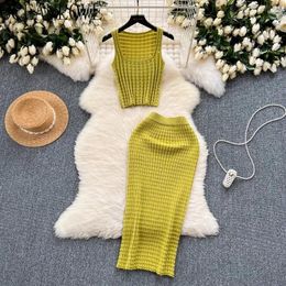 Robes de travail Oceanlove Tree Jirts sets solides Spring Summer Fashion Sexy Two Pieces Set Femmes Tenues Vintage Conjuntos de Falda