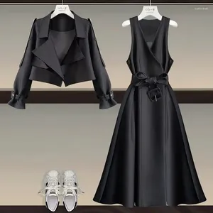 Werk jurken oversized dames herfstset 2024 Koreaanse versie stijl mode -jurk pak jas tweedelig trend