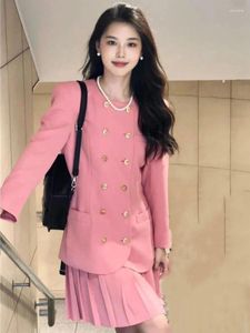 Werkjurken Pring Koreaanse elegante mode ol tweedelig set voor dames blazer jassen rok pakken vrouwelijke conjunto cortos 2 outfits