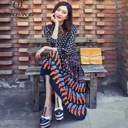 Werkjurken Qian Han Zi Designer Fashion Runway tweedelige set Women Vintage Long Sleeve Shirt Pattern Drukt Midden-lengte rok