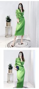 Werkjurken Verkopen Miyake Fold Fashion Word Lotus Lotus blad Kraag T-shirts Solid Ruch Ruffe Tweed-suit in voorraad