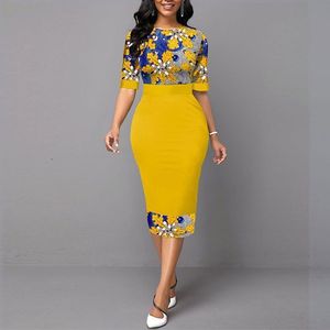 Robes de travail robe sexy grande taille vêtements pour femmes SlimFit sac hanche jupe professionnelle impression décontractée jupe à manches 7points robes de soirée d'été 221006