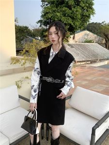 Werk Jurken SuperAen Lente Zomer 2023 Chinese Stijl Mode Retro Vest Shirt Tweedelige Set Voor Vrouwen