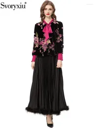 Robes de travail Svoryxiu Designer de mode automne à demi-jupe Suit de la lanche à col de femme