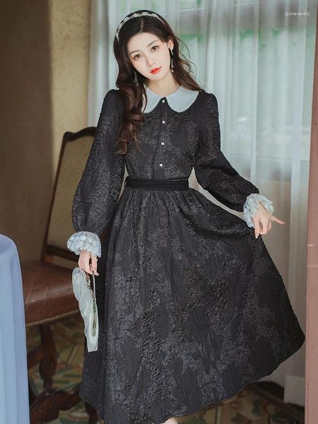 Robes de travail Sweet Elegant Elegant Black Two Piece Jirt Set Femme Spring Automne Automne à manches longues Shirt and Jirts Tenues