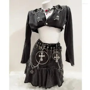 Werk Jurken Vintage TopsGothic Shirt Y2k Kleding Crop Top Gothic Clothesegirl Mode GothicTanktopsPunk Tank Topssexy