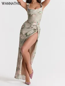 Vestidos de trabajo Conjuntos de dos piezas con estampado floral de WannaThis Trajes para mujer Corsés Tops con pliegues y falda de cintura alta con abertura lateral Trajes de verano con