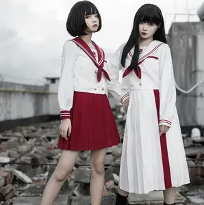 Werkjurken War Rose Origineel ontwerp Cool Japans JK-uniform voor dames: lange/korte mouwen blouse met matrozenkraag Overhemd Plooirok