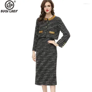 Robes de travail Designer de piste pour femmes Robe en deux pièces O Couper Long Chemis