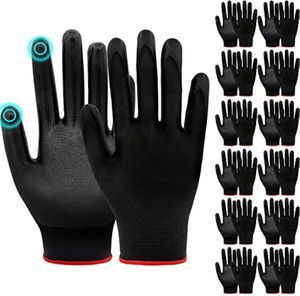 Work Gloves,12pairs, With Nitrile Coated Palms for Excellent Grip and Protection, As Well As Touch Screen Support. They Are Light Work Gloves for Men and Women. Black