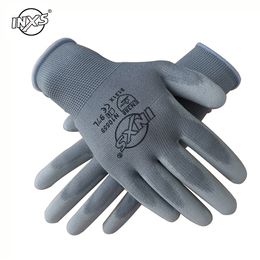 Gants de travail flexibles, enduits de PU, gants de sécurité en Nitrile, pour mécanicien, paume en coton et Nylon