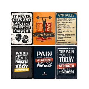 Werk uit loGan Poster retro gym tin bord fitness training plaat vintage sport bord pub bar gym muur decoratieve plaque 30x20cm w03