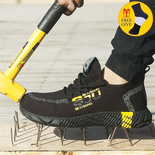 Zapatos de seguridad para el trabajo para hombres Botas de trabajo de malla Gorra con punta de acero indestructible AntiSmashing Construcción Trabajo de seguridad Zapatos casuales Y200915