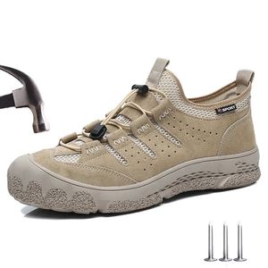 Chaussures de sécurité de travail hommes respirant sans lacet embout en acier léger bottes composites baskets indestructibles 231225