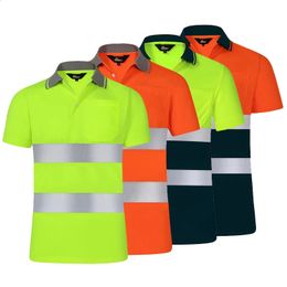 Werkshirt Heren Veiligheidspoloshirt Zomer Constructie Werkkleding Met Reflecterende Strepen 240304