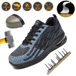 Zapatos deportivos de trabajo con punta de acero para hombre, zapatos de seguridad antipinchazos, zapatos con cojín de aire, botas, zapatos indestructibles de moda 240220