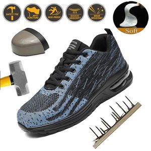 Chaussures de sport de travail bout en acier chaussures de sécurité pour hommes chaussures de travail Anti-crevaison chaussures à coussin d'air bottes chaussures indestructibles de mode 240220