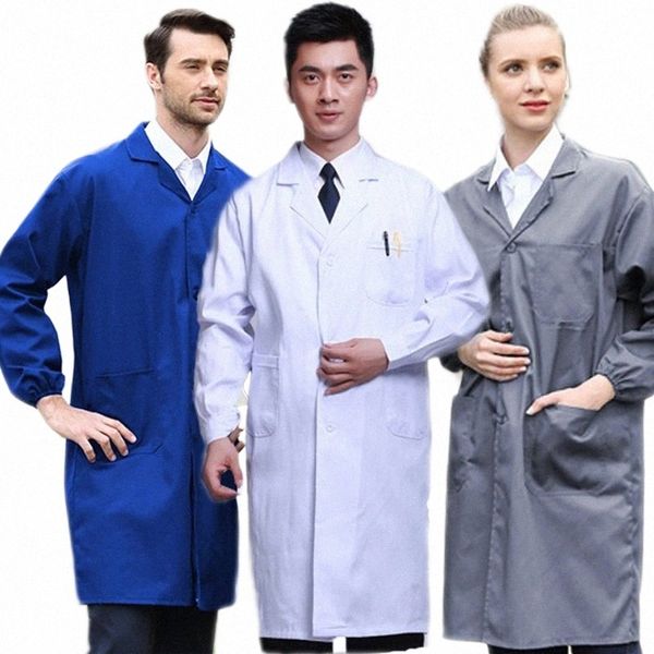 Vêtements de travail Vêtements de travail Usine alimentaire Uniforme anti-poussière Globale Blouses de laboratoire Médecins Bleu Blanc Manteau Costume Entrepôt Porter Tenues W3c3 #