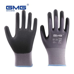 Gants de travail pour hommes, gants de sécurité en Nitrile, mousse microfine, certifié CE EN388, antidérapants, pour le travail sur les machines de jardin