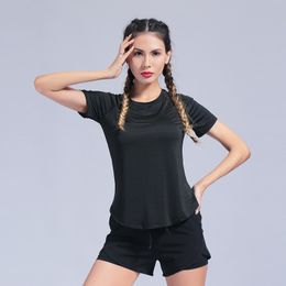 Training Fitness Top Kleding Effen Kleur Yoga Shirt Dames Sneldrogende Strakke Running Shirts Ademende korte mouw Sport T-shirts