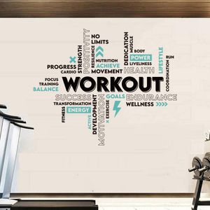 Entraînement Gym Motivation Sticker Mural Mots Inspirants Gym Fitness Collage Succès Santé Sticker Vinyle Décor