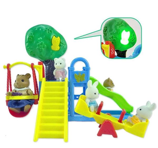 Atelier outils atelier forêt famille aire de jeux 1 12 ours brun lapin panda maison de poupée scène miniature toboggan balançoire balançoire maison de poupée fille