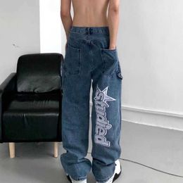 Werkkleding jeans heren high street sfeer stijl ontwerp sense kleine menigte china-chic oversized casual broek rechtdoor