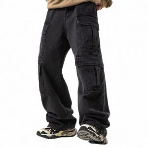 Vêtements de travail Multi-poches Design Jeans Hommes Old Wed Rétro Japonais Pantalons décontractés coréens Natial Tide Pantalons amples Soft Cool R81L #